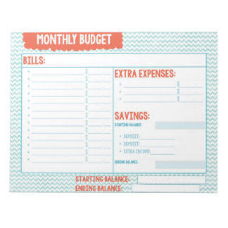 Maandelijkse begrotingsplanning voor Turquoise en  Notitieblok