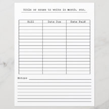 Maandelijkse betalingskaart voor kantoorbenodigdhe