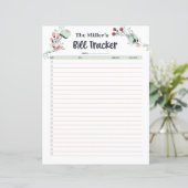 Maandelijkse Bill Tracker in Cute Floral Style (Staand voorkant)