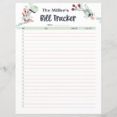 Maandelijkse Bill Tracker in Cute Floral Style (Voorkant)