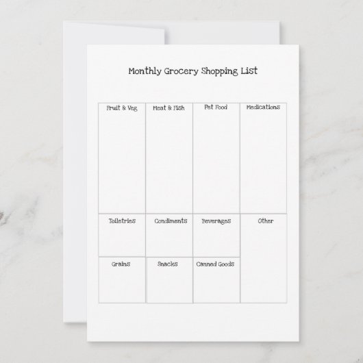 Maandelijkse boodschappenlijst feestdagenkaart (Voorkant)