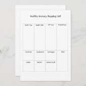 Maandelijkse boodschappenlijst feestdagenkaart (Voorkant / Achterkant)