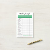 Maandelijkse budget Tracking Post merkt op Post-it® Notes (Op bureau)