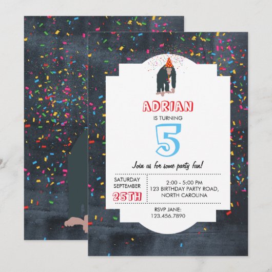 Maandelijkse Chimpanzee-partydieren Kaart (Voorkant / Achterkant)