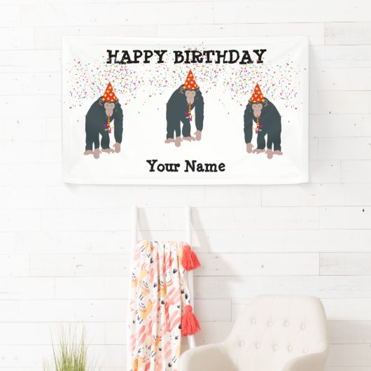 Maandelijkse Chimpanzee-partydieren Spandoek (Insitu)