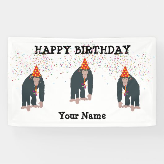 Maandelijkse Chimpanzee-partydieren Spandoek (Horizontaal)