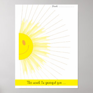 Maandelijkse Dankbaarheids Mindfulness Zonnestrale Poster