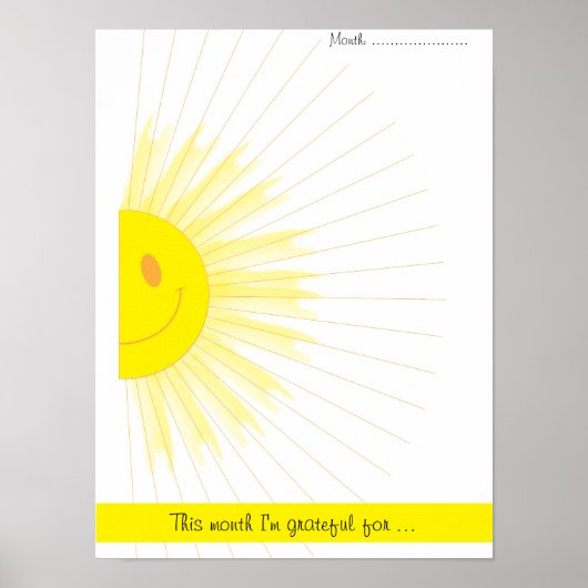 Maandelijkse Dankbaarheids Mindfulness Zonnestrale Poster (Voorkant)
