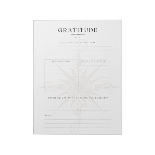 Maandelijkse Dankbaarheidsjournaal Sjabloon Notitieblok (Linkerzijde)