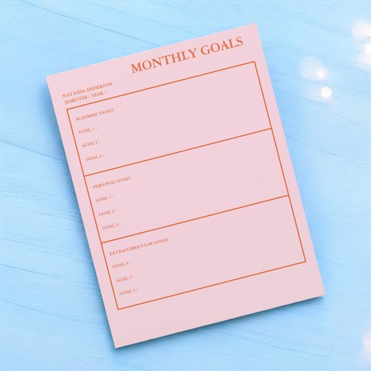 Maandelijkse Doelen Academische Planner Praktisch 