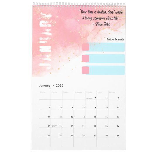 Maandelijkse doelen Motivatie offertes behalen 202 Kalender (Jan 2026)