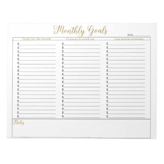 Maandelijkse doelstellingen Notitieboeken Notitieblok (Voorkant)