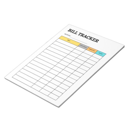 Maandelijkse factuur tracker notitieblok (Schuin)