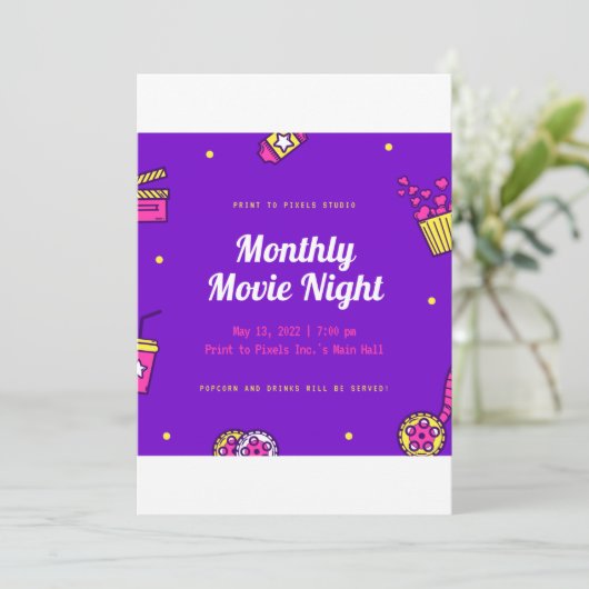 Maandelijkse filmnacht kaart (Staand voorkant)