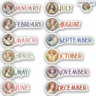 Maandelijkse Floral Meisjes Art Nouveau Planner St Sticker