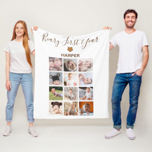 Maandelijkse foto Baby eerste jaar Fleece Deken