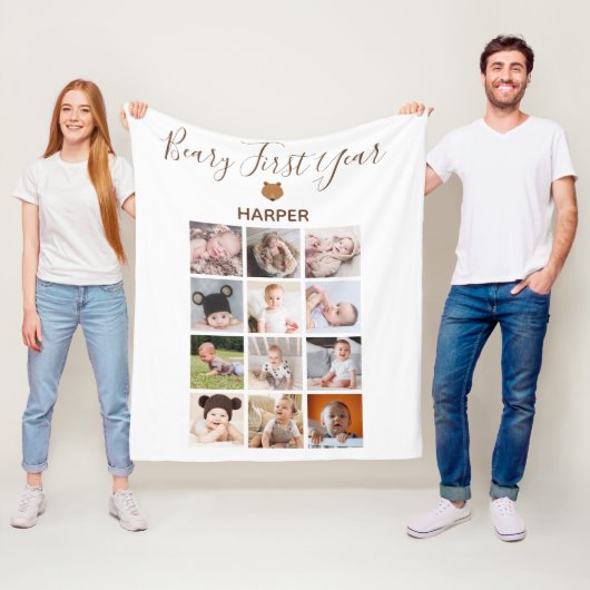 Maandelijkse foto Baby eerste jaar Fleece Deken (In situ)