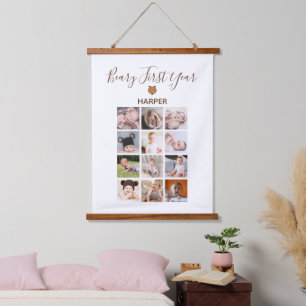 Maandelijkse foto Baby eerste jaar Hangend Wandkleed