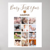 Maandelijkse foto Baby Eerste verjaardag Poster (Voorkant)