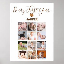 Maandelijkse foto Baby Eerste verjaardag Poster