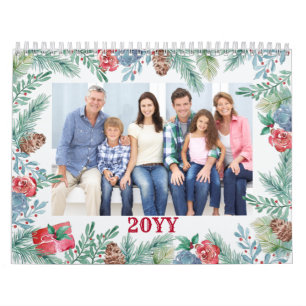 Maandelijkse foto en Lined Notes Panel Winter Foli Kalender