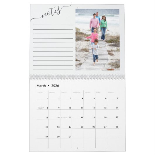 Maandelijkse foto en Lined Notes Panel Winter Foli Kalender (Mar 2026)