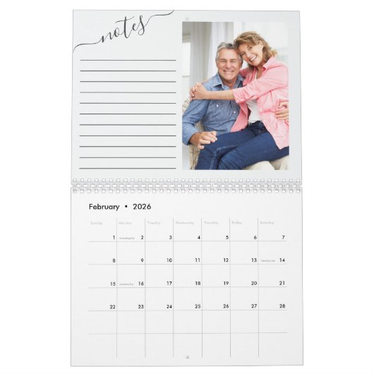 Maandelijkse foto en Lined Notes Panel Winter Foli Kalender (Feb 2026)