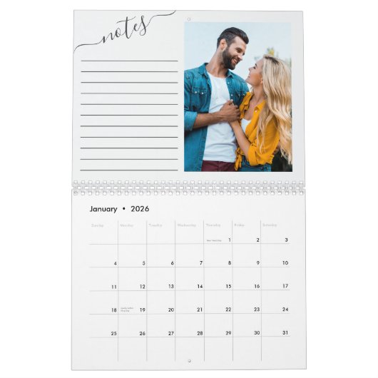 Maandelijkse foto en Lined Notes Panel Winter Foli Kalender (Jan 2026)