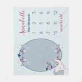 Maandelijkse foto van Elephant Baby 1 jaar Fleece Deken (Voorkant)