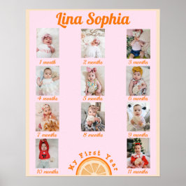 Maandelijkse foto's voor het eerste jaar poster