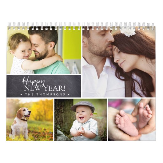 Maandelijkse gepersonaliseerde multi-foto's gelukk kalender (Hoes)