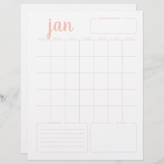 Maandelijkse Geplande Planner & Dashboard Pagina (Voorkant / Achterkant)