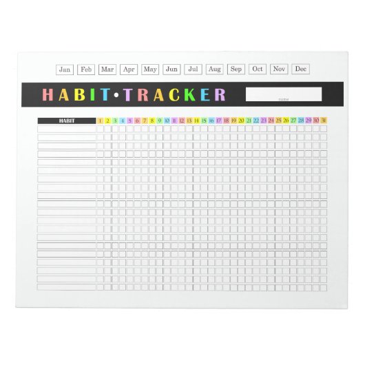 Maandelijkse Gewoonte Tracker Regenboog Notitieblok (Voorkant)