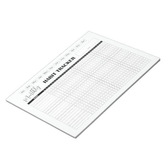 Maandelijkse Gewoonte Tracker Wit Notitieblok (Schuin)