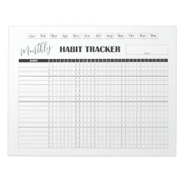 Maandelijkse Gewoonte Tracker Wit Notitieblok