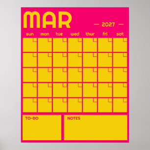 Maandelijkse grote ongedateerde kleurrijke wandkal poster