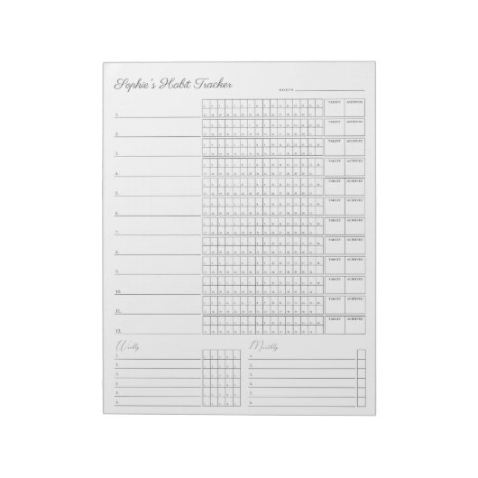 Maandelijkse Habit Tracker - Minimalistische Plann Notitieblok (Linkerzijde)