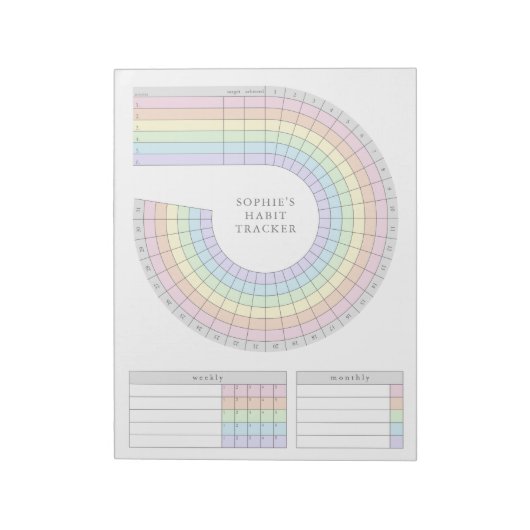 Maandelijkse Habit Tracker - Pastel Rainbow Planne Notitieblok (Linkerzijde)
