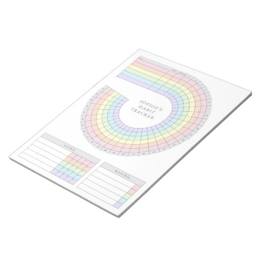 Maandelijkse Habit Tracker - Pastel Rainbow Planne Notitieblok (Schuin)