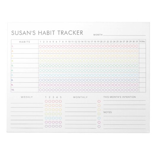 Maandelijkse Habit Tracker - Regenboogminimalistis Notitieblok (Voorkant)