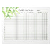 Maandelijkse Habit Tracker Waterverf Groene Verlat Notitieblok (Voorkant)