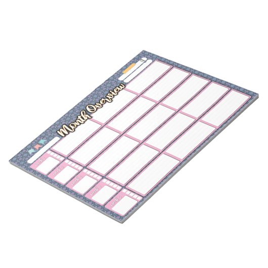 MAANDELIJKSE HOMESCHOOL-PLANNING 3-kolompad Notitieblok (Schuin)