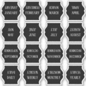 Maandelijkse Index Tab Zwarte Bujo Planner Opvouwb Sticker (Voorkant)