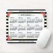 Maandelijkse kalender 2019 | Preppy Floral Stripes Muismat (Met muis)