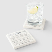 Maandelijkse kalender 2020 jaar Aangepast aanpasse Stenen Onderzetter (Zijkant)