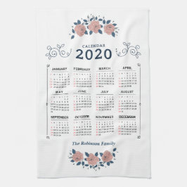 Maandelijkse kalender 2020 jaar Aangepast aanpasse Theedoek