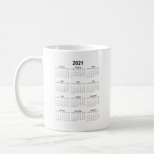 Maandelijkse kalender 2021 Datum Koffiemok