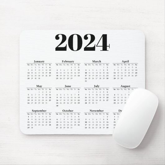 Maandelijkse kalender 2024 | Elke achtergrond Muismat (Met muis)