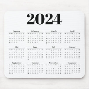 Maandelijkse kalender 2024   Elke achtergrond Muismat