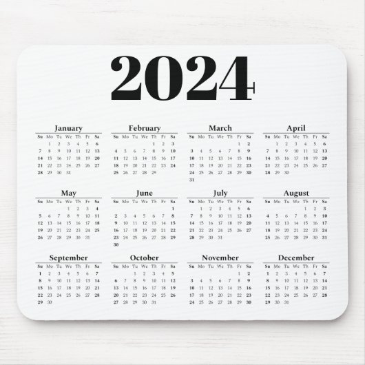 Maandelijkse kalender 2024 | Elke achtergrond Muismat (Voorkant)